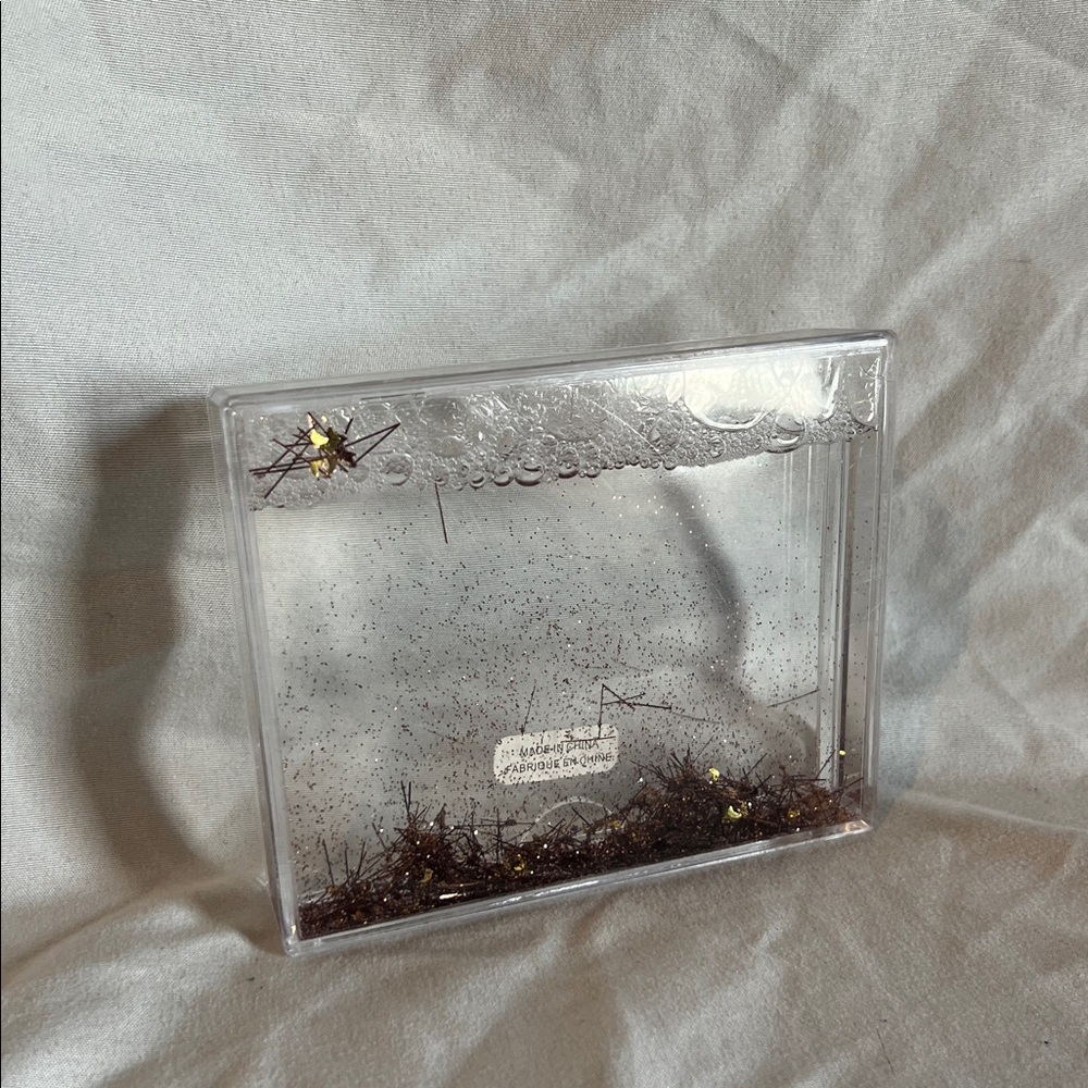 Clear Glitter Snow Globe Frame with Gold Star Accents-Wide Instax